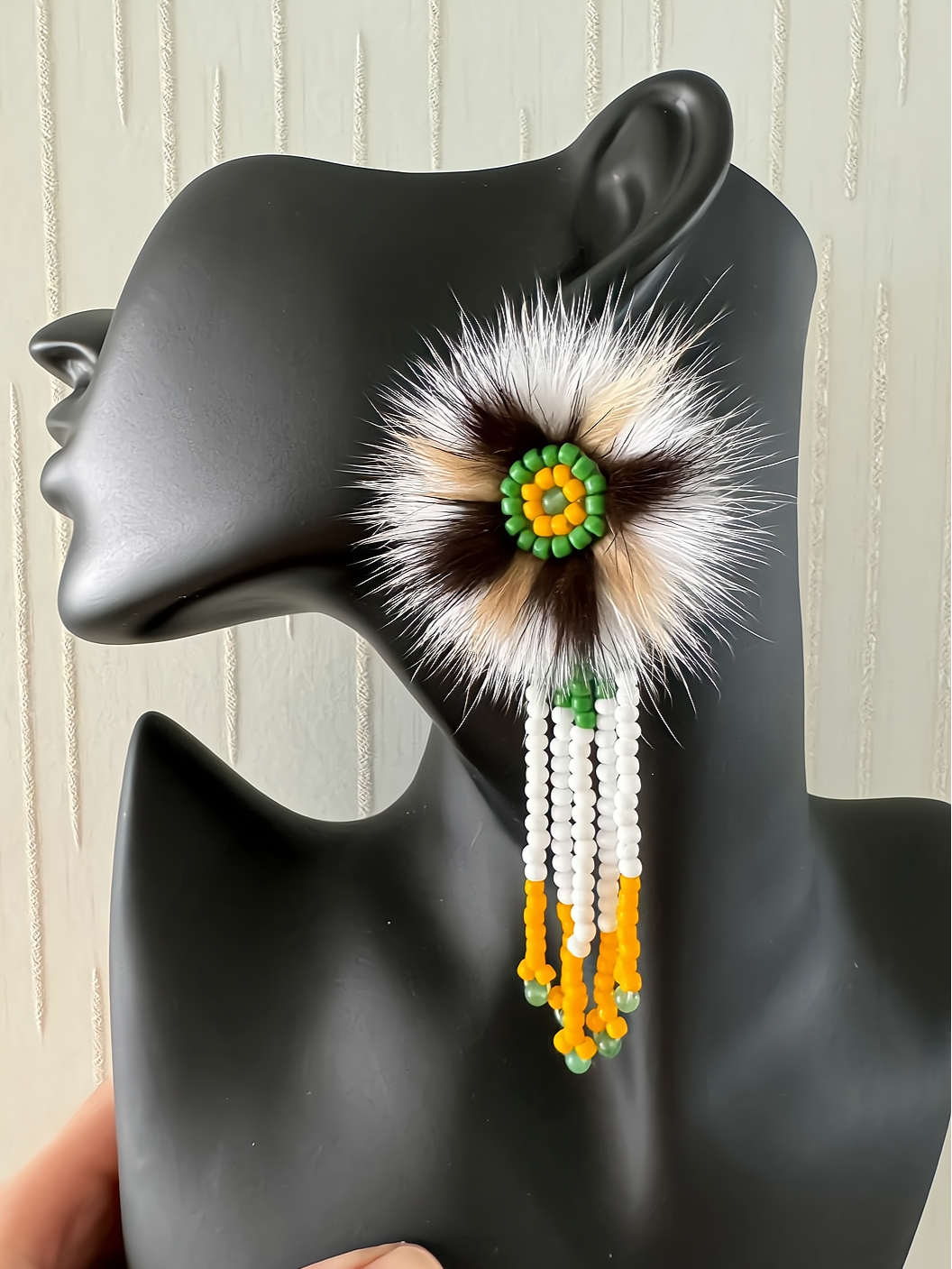 The Ewenki Sunflower Earrings – Handcrafted Mink Fur with Customizable Design