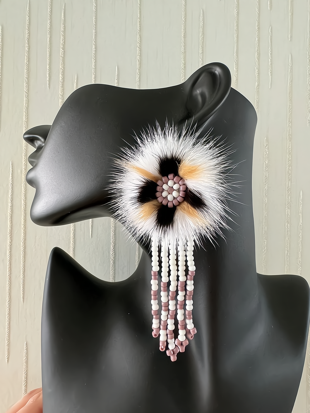 The Ewenki Sunflower Earrings – Handcrafted Mink Fur with Customizable Design