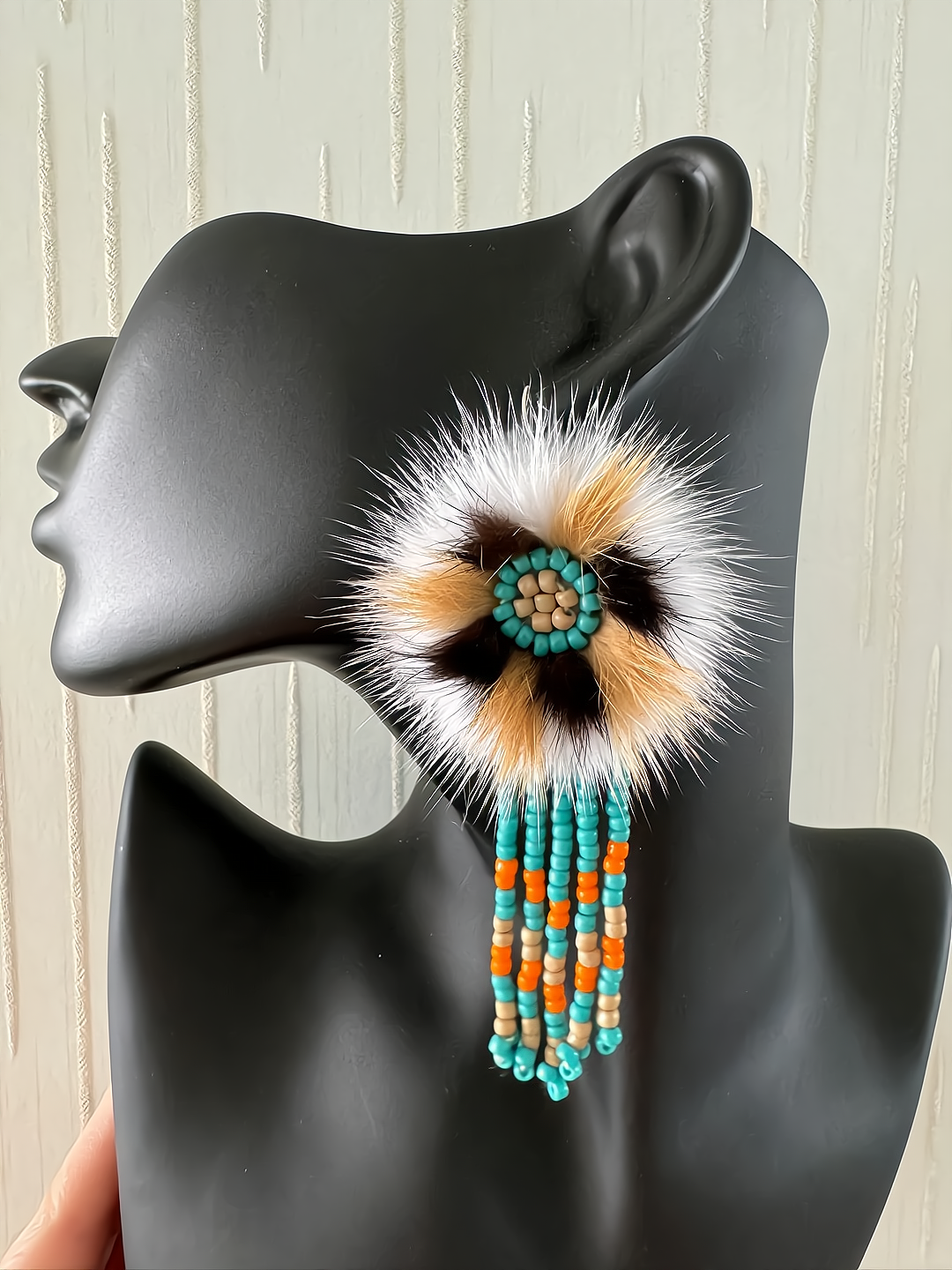 The Ewenki Sunflower Earrings – Handcrafted Mink Fur with Customizable Design