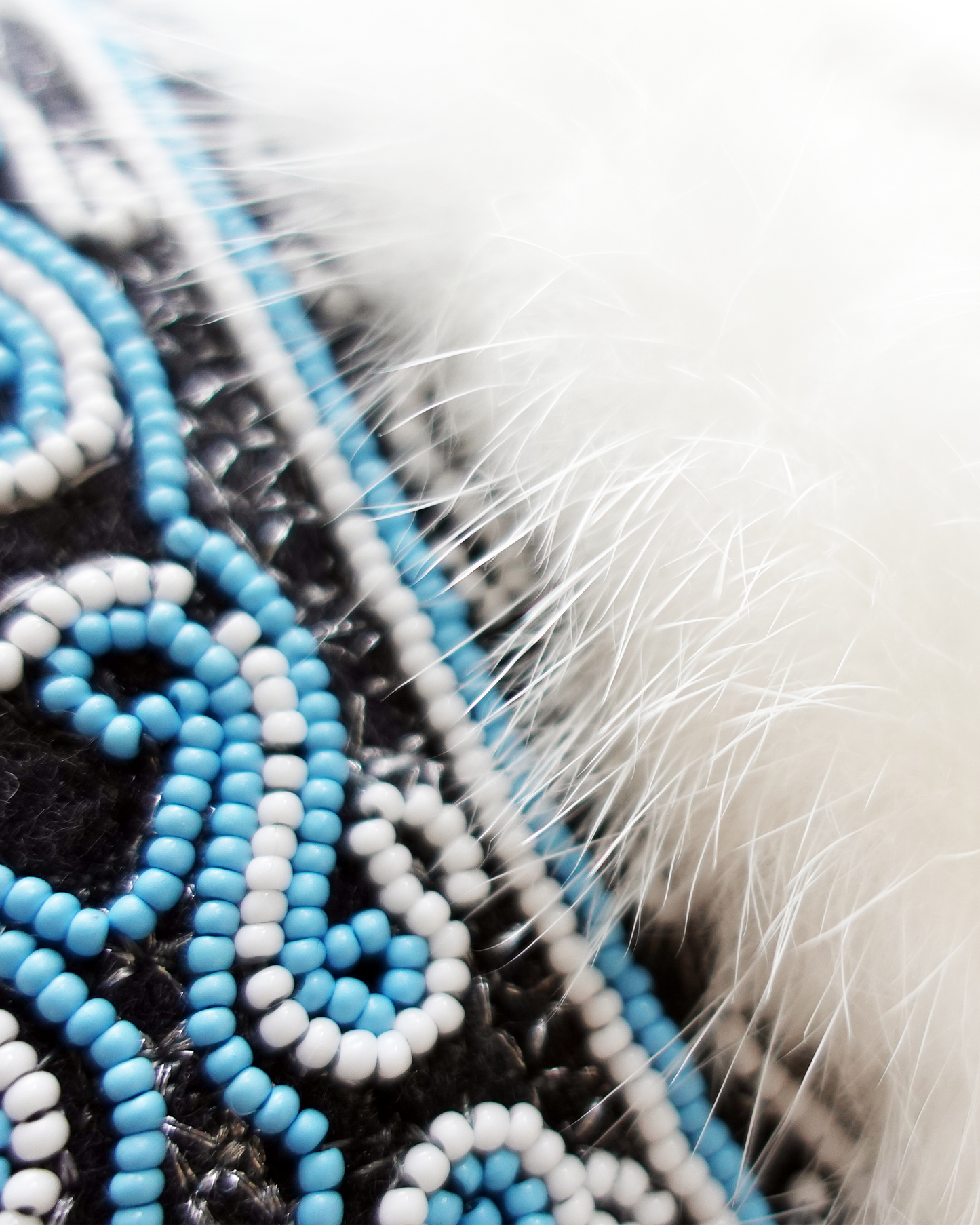 MOGSki ARCTIC WHITE MINK FUR BLUE BEADED SNOW BOOT