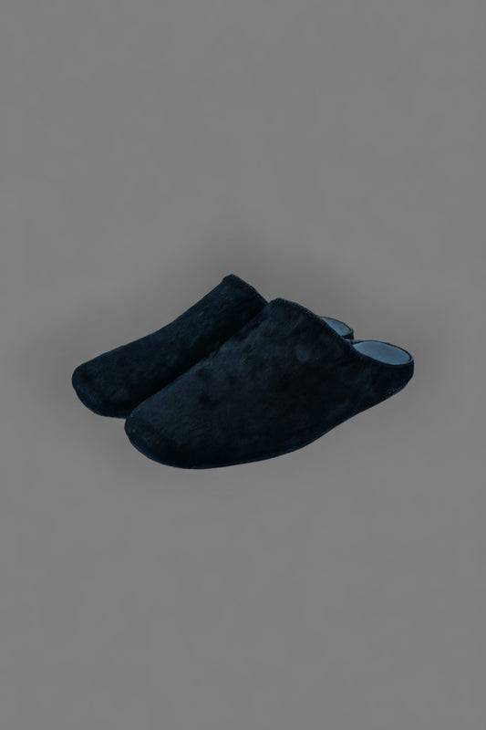 MOGSki handcrafted dark mink fur clogs product side angle, luxury genuine fur footwear from Inner Mongolia artisan made