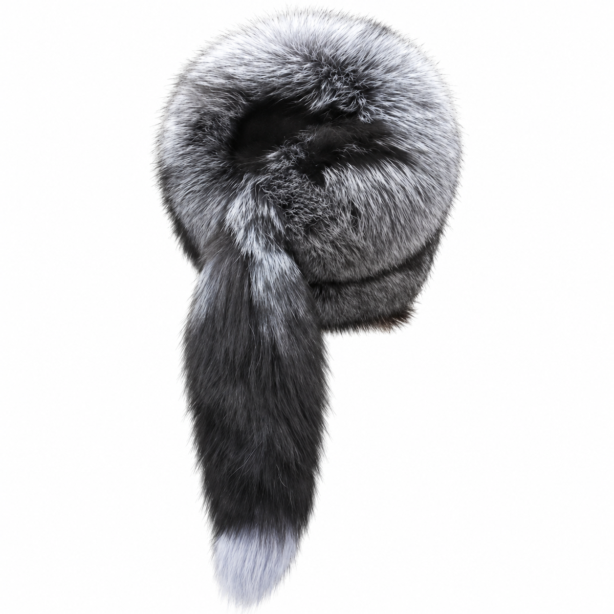 MOGSki Silver Fox Tail Crown Hat with tail, rear angle