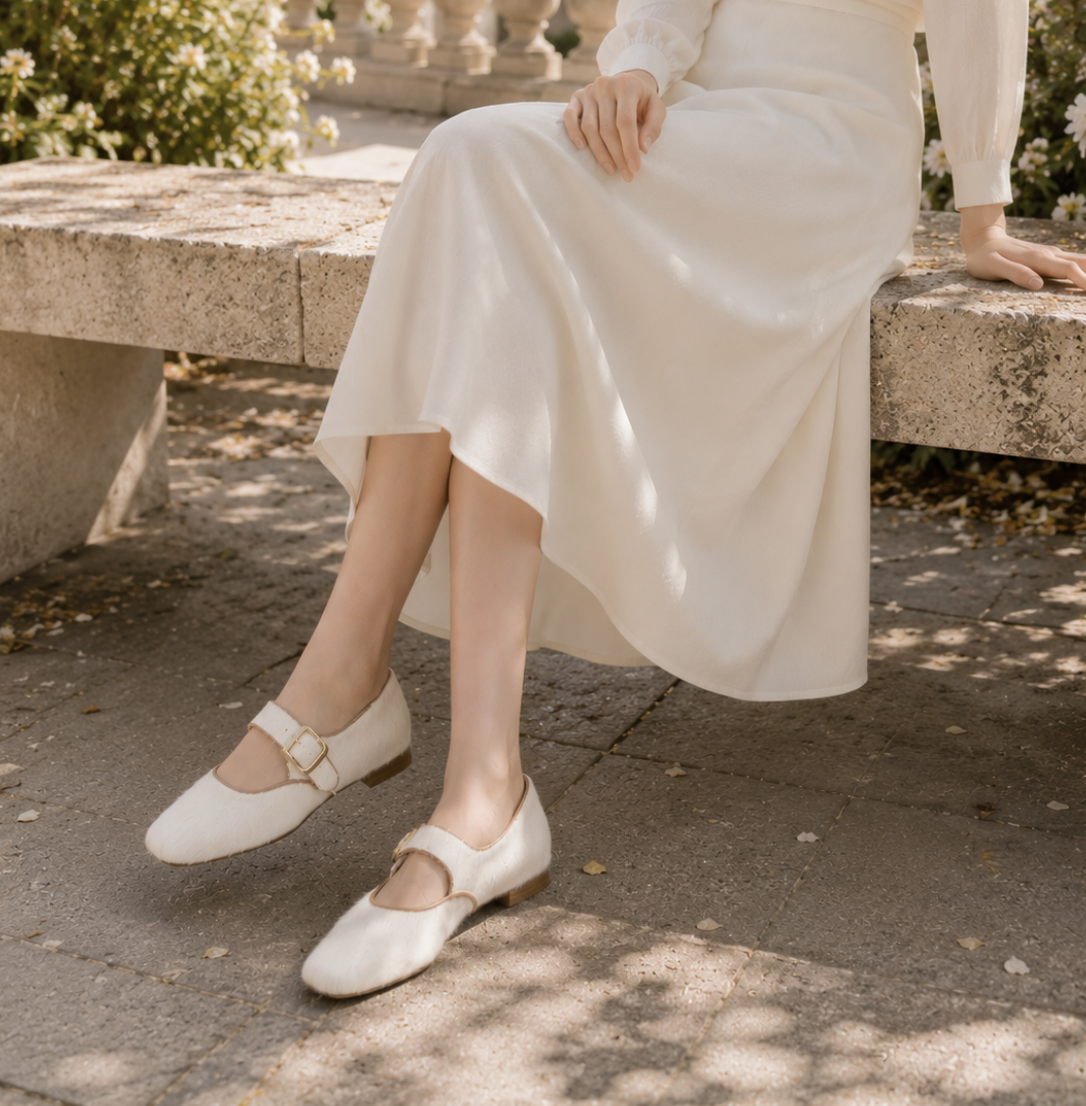 MOGSki IVORY CALF HAIR MARY JANE