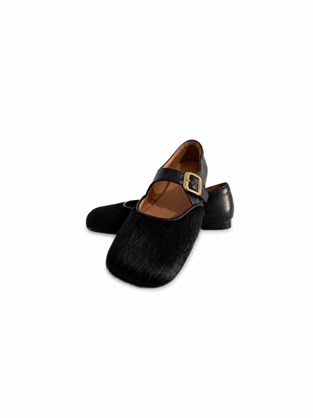 MOGSki NOIR BLACK MARY JANE CALF HAIR FLAT