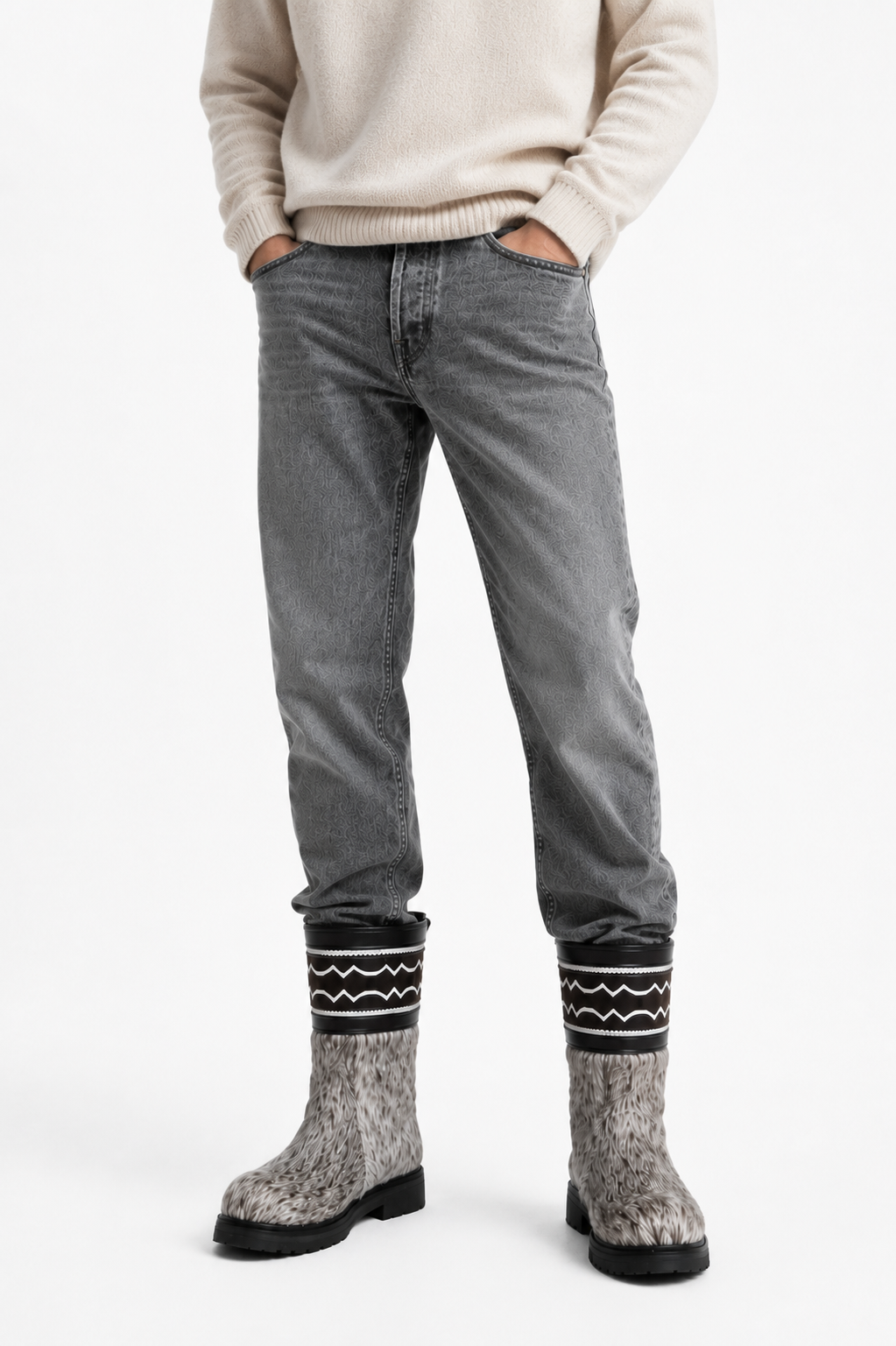 MOGSki STEPPE GREY CALF HAIR SNOW BOOT