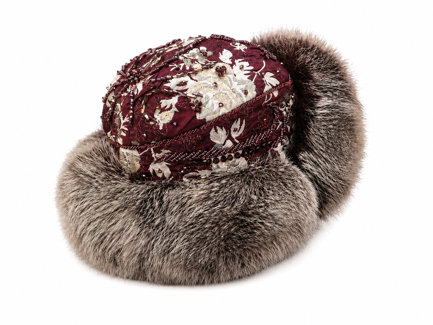 MOGSki FOX FUR BEADED HAT