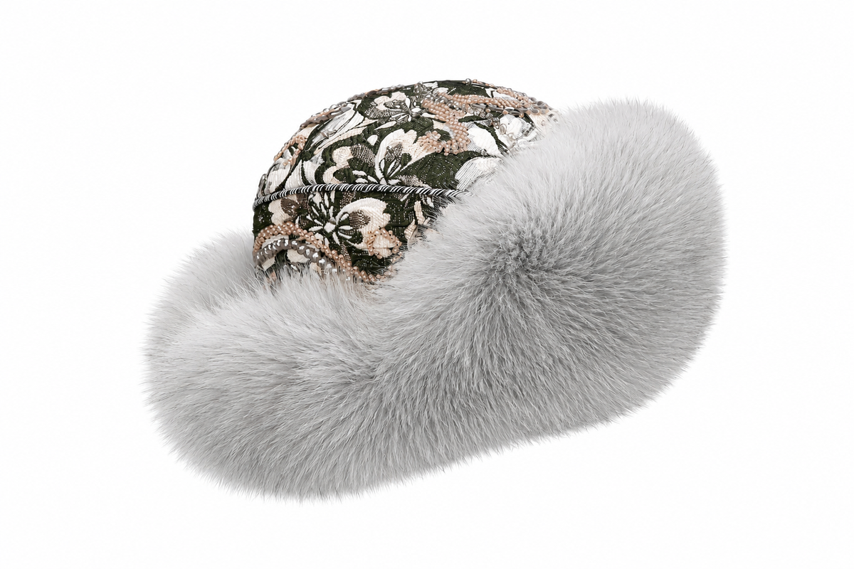 MOGSki Natural Fox Fur Beaded Hat — view 3