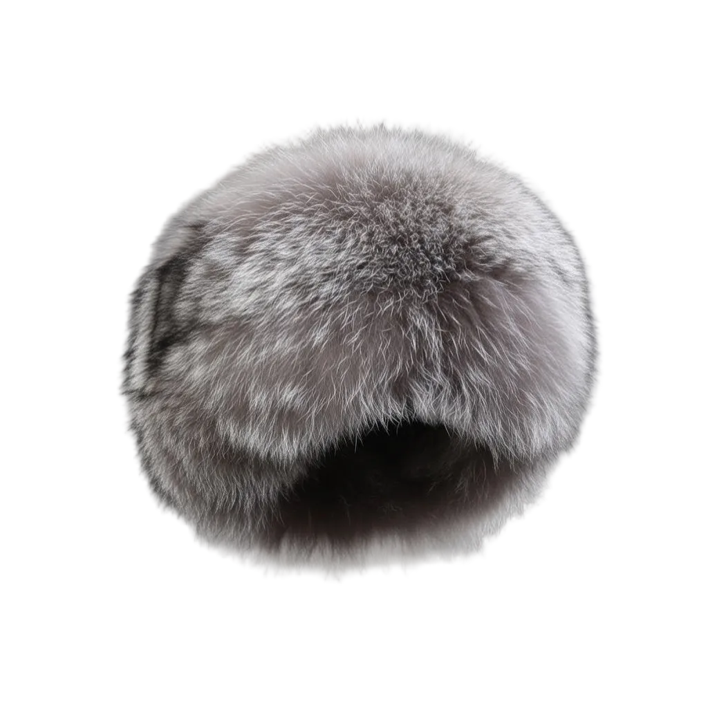MOGSki handcrafted silver fox fur Cossack hat, natural undyed fur, front view, luxury winter headwear from Inner Mongolia