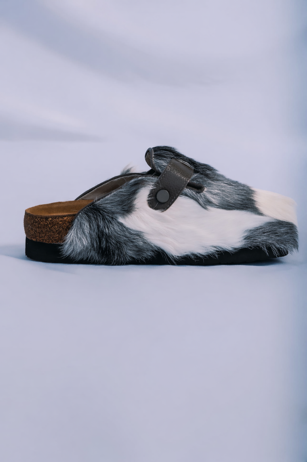 MOGSki minimalist natural fur mule clog with leather detail, luxury handcrafted Mongolian footwear spring summer style