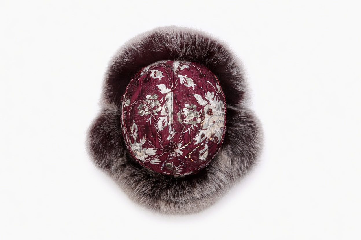 MOGSki FOX FUR BEADED HAT
