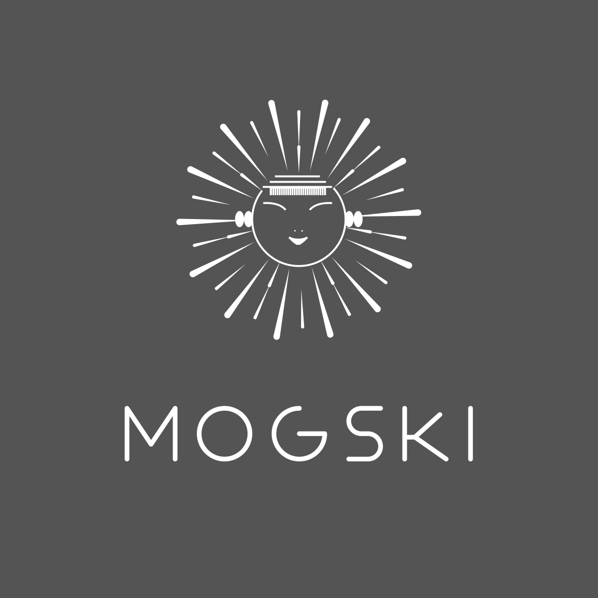 MOGSki brand logo on grey background, luxury handcrafted Mongolian fur and leather lifestyle brand Inner Mongolia