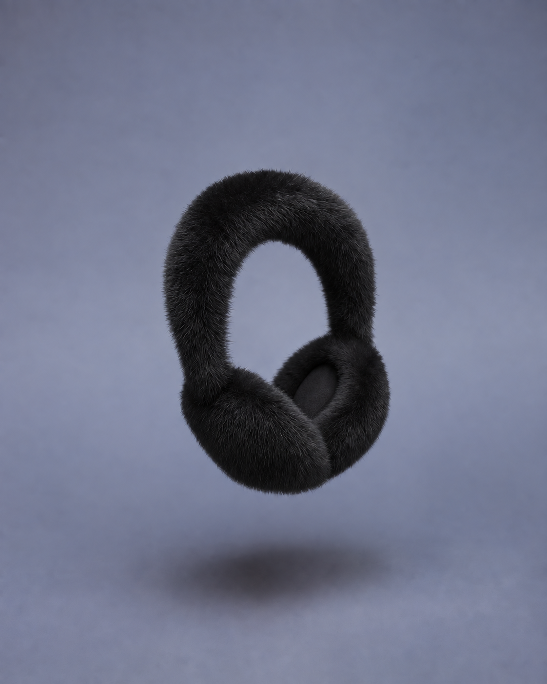MOGSki Mink Fur Earmuffs in Black, black mink fur on an adjustable band