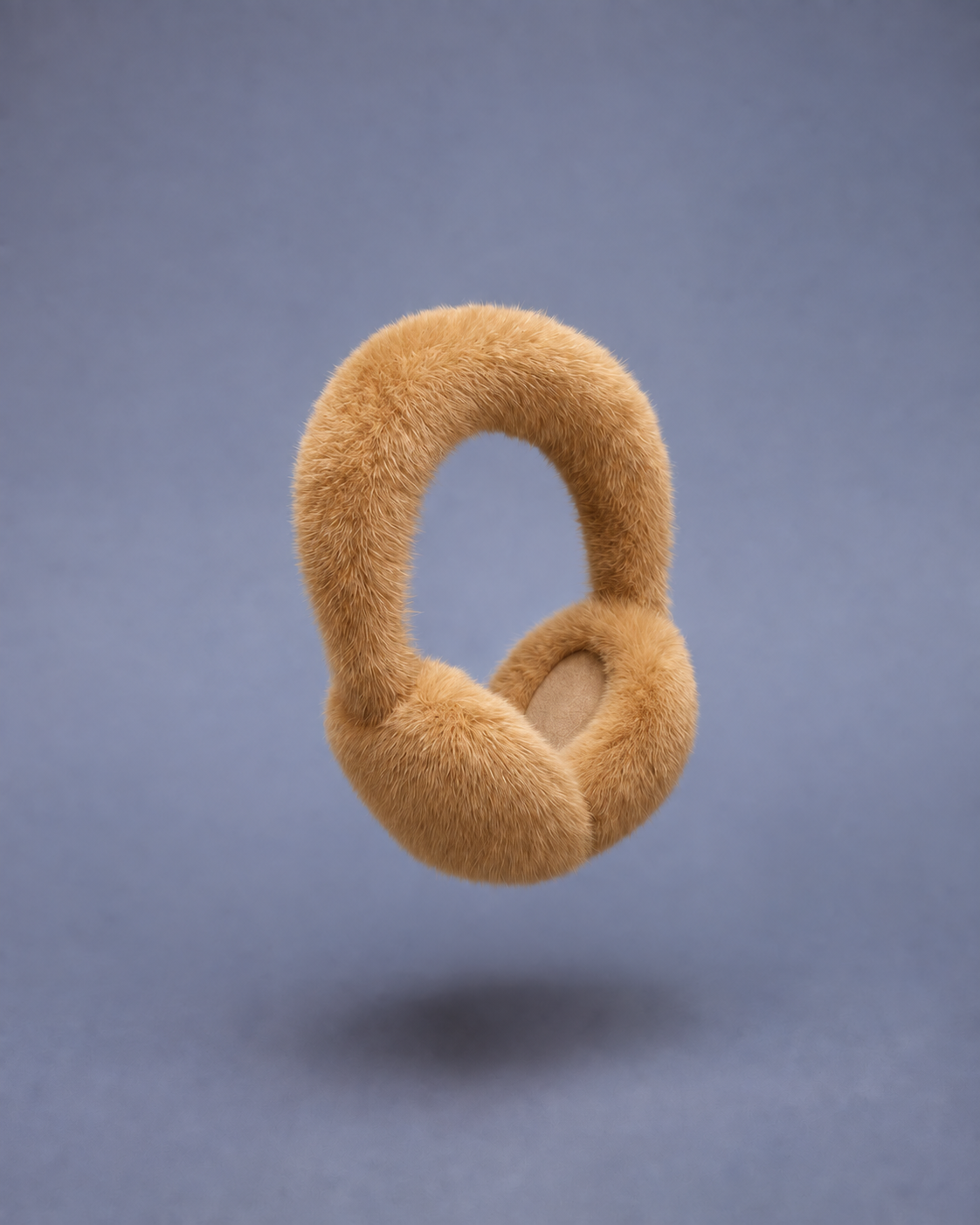 MOGSki Mink Fur Earmuffs in Caramel, warm tan mink fur on an adjustable band