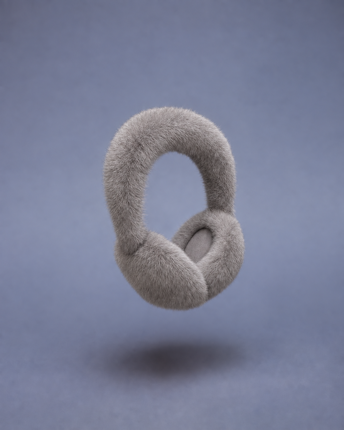 MOGSki Mink Fur Earmuffs in Grey, grey mink fur on an adjustable band