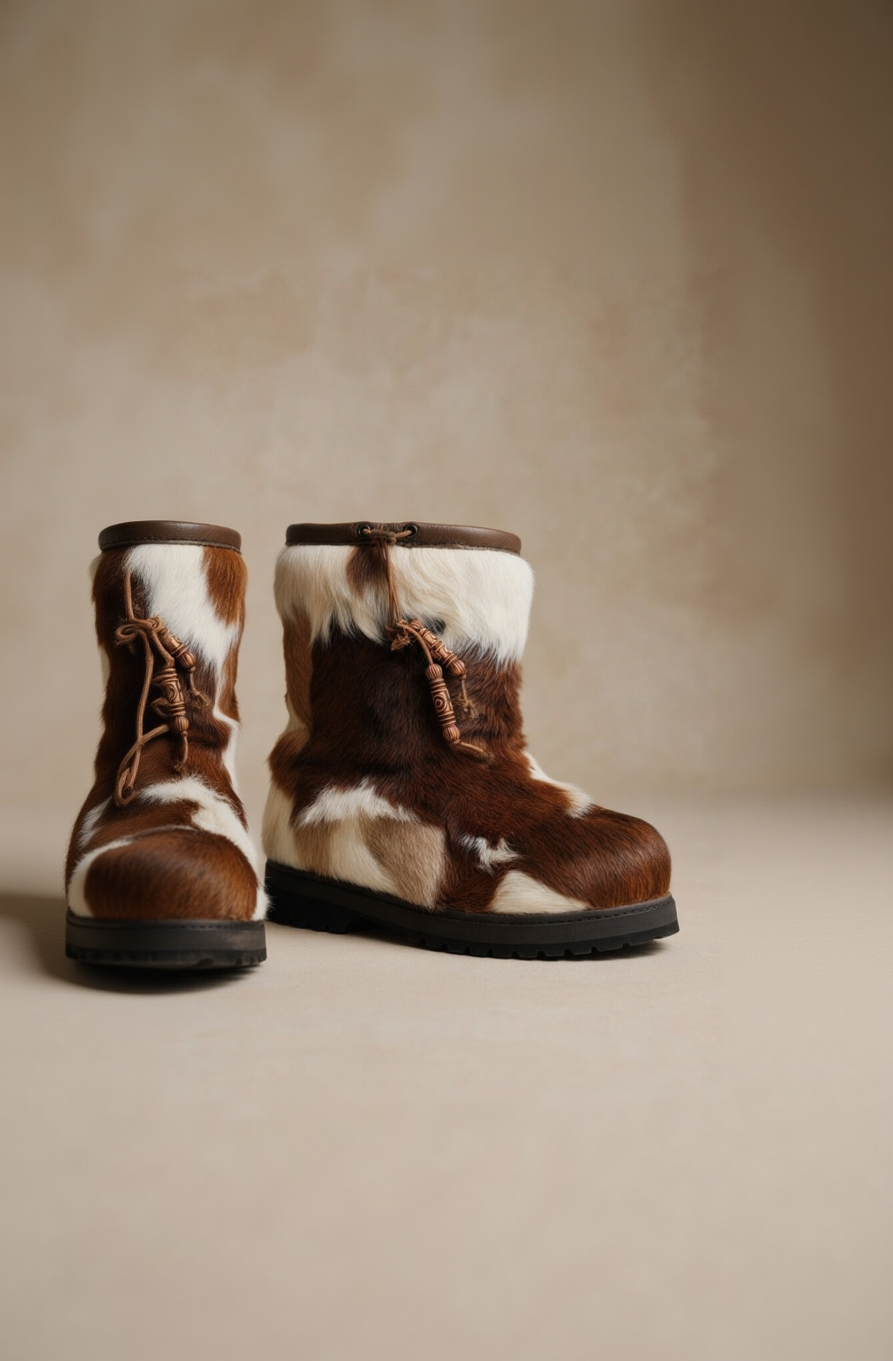 MOGSki natural fur ankle boots product shot, genuine hide luxury winter footwear handcrafted in Inner Mongolia